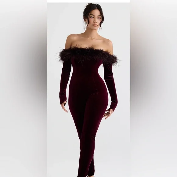 SALIMABLACK CHERRY VELVET JUMPSUIT